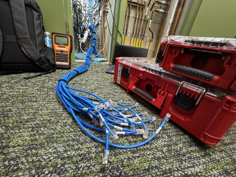 Labelled Cat6 patch cables - professional data cabling Brisbane